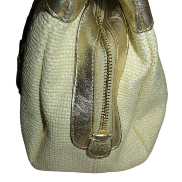 Coach Lexi Cream Silver Metallic Straw Leather Limited Edition Butterfly Bag Set - Picture 4 of 14